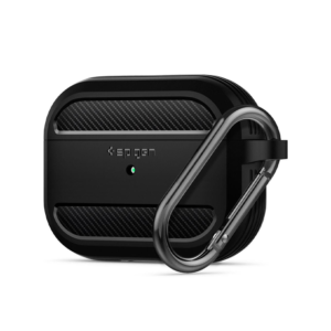 Spigen Rugged Armor Θήκη Σιλικόνης με Γάντζο σε Μαύρο χρώμα για Apple AirPods 4