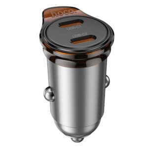 Φορτιστής αυτοκινήτου Hoco 2 x USB-C PD QC3.0 45W NZ16B μεταλλικό γκρι
