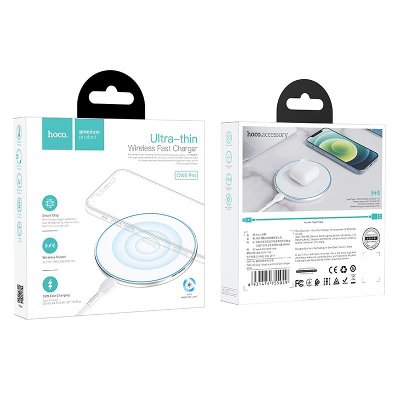 Wireless charger Hoco 2A 15W with light CW6 PRO white - Image 2