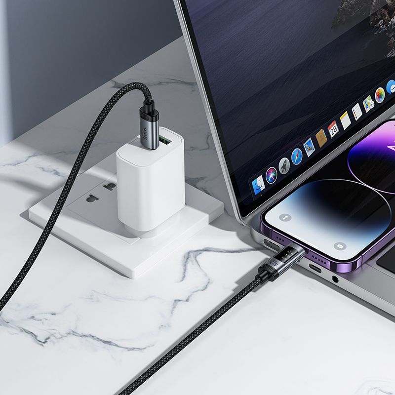 Καλώδιο Data USB-C σε Lightning με ψηφιακή οθόνη Hoco PD 27W 1,2m U148 μαύρο - Image 7