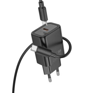 Hoco N60 φορτιστής τοίχου 1*USB-C + καλώδιο Type-C σε Lightning PD QC 20W μαύρος