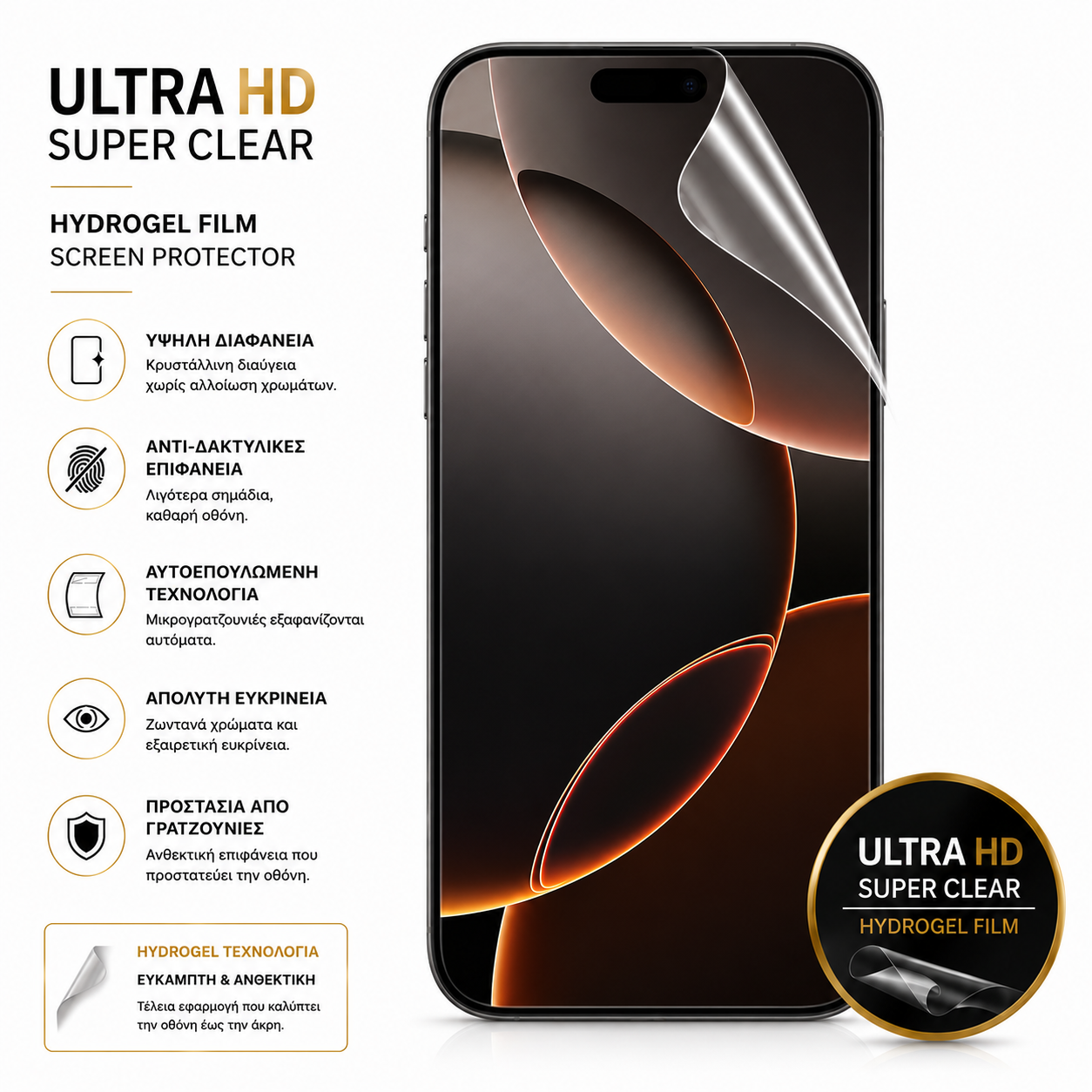 Μεμβράνη Προστασίας HD CLEAR Hydrogel για το iPhone 6 Plus
