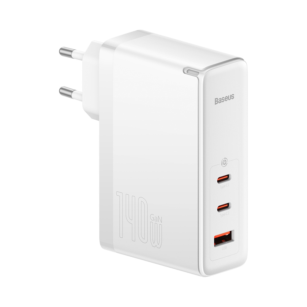 Baseus wall charger GaN5 Pro PD 140W 2x USB-C 1x USB white + USB-C – USB-C 240W cable - Image 3