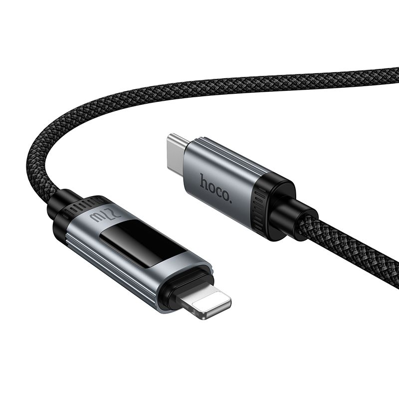 Καλώδιο Data USB-C σε Lightning με ψηφιακή οθόνη Hoco PD 27W 1,2m U148 μαύρο - Image 5