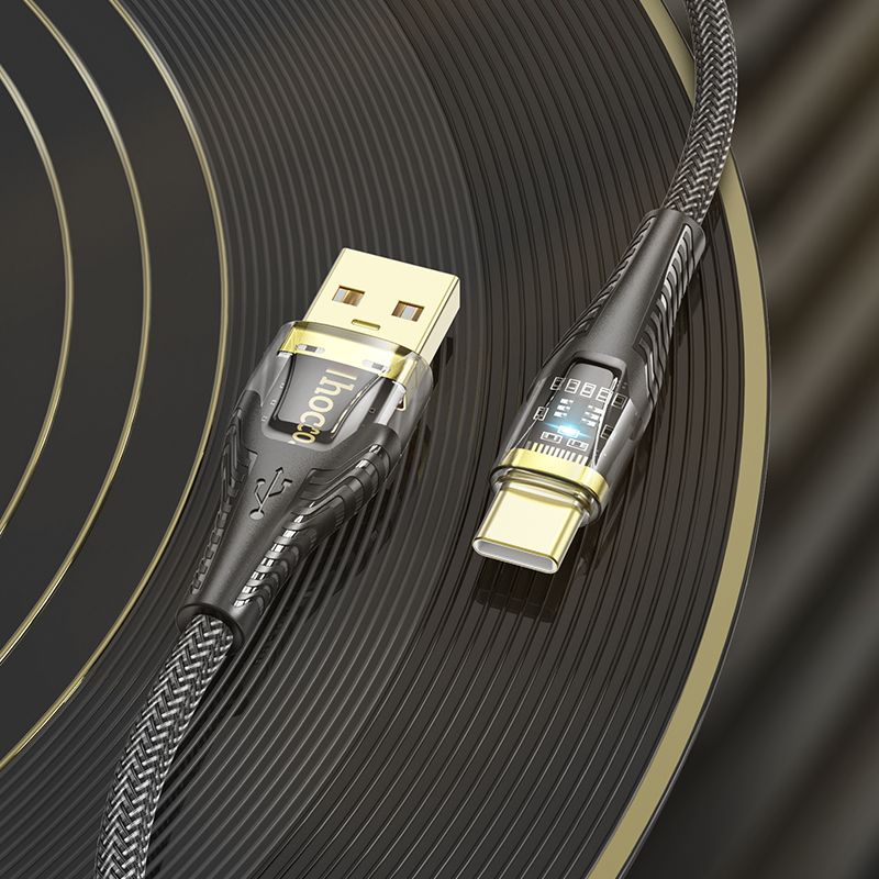 Καλώδιο USB-A σε USB-C Hoco 2,4A 1,2m U121 μαύρο διαφανές - Image 8
