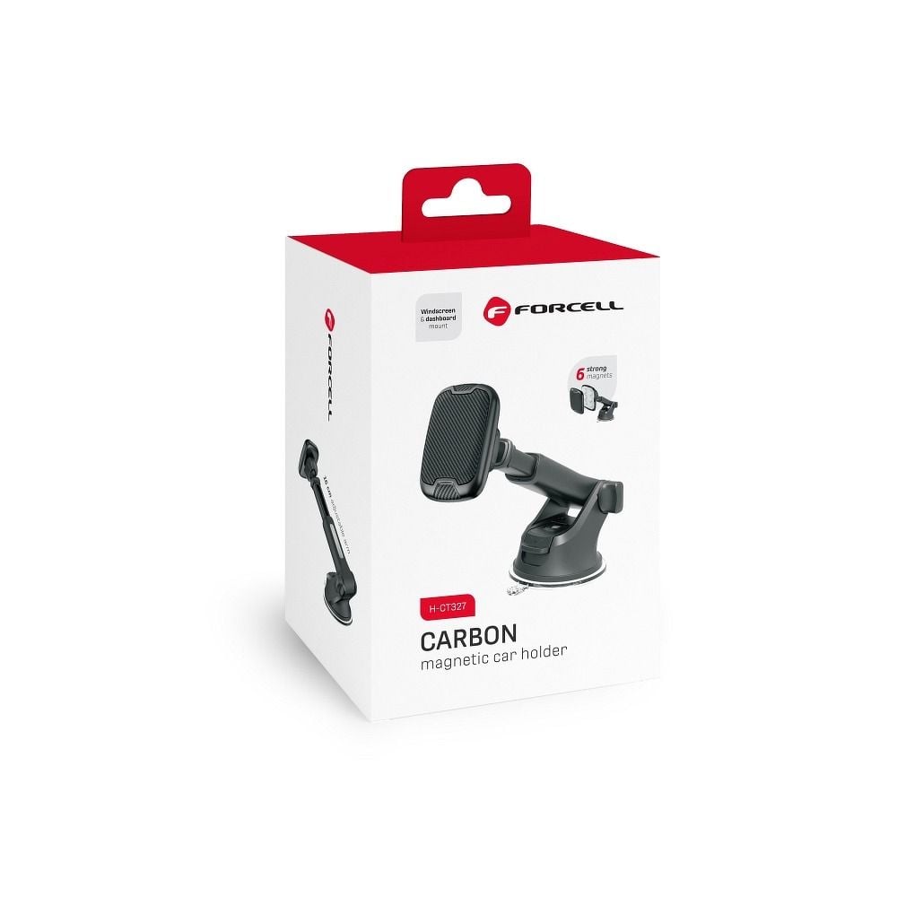 Forcell Magnetic car phone holder F-Grip Carbon HCT327 για παρμπρίζ και ταμπλό, μαύρο - Image 2