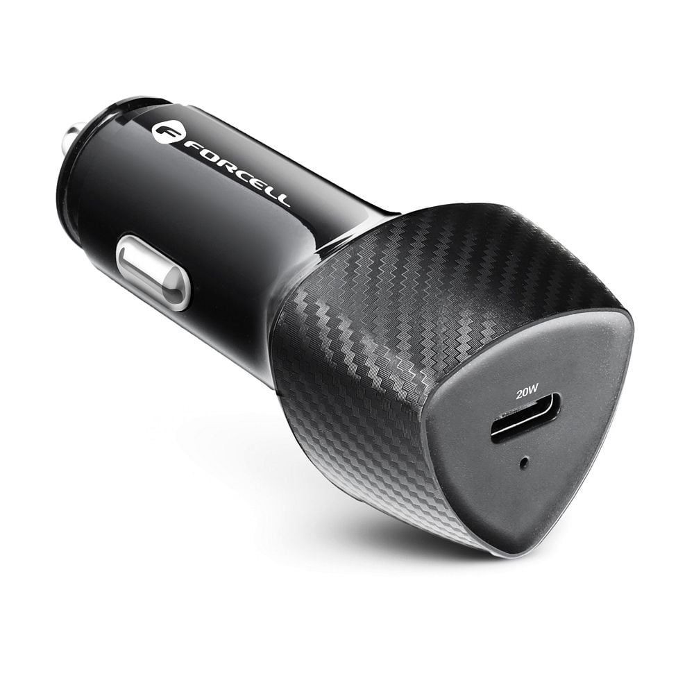 FORCELL F-ENERGY Carbon CC50-1C φορτιστής αυτοκινήτου USB-C PD 20W μαύρος
