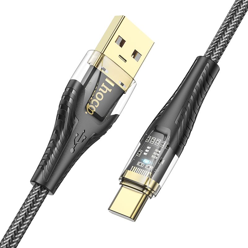 Καλώδιο USB-A σε USB-C Hoco 2,4A 1,2m U121 μαύρο διαφανές - Image 9