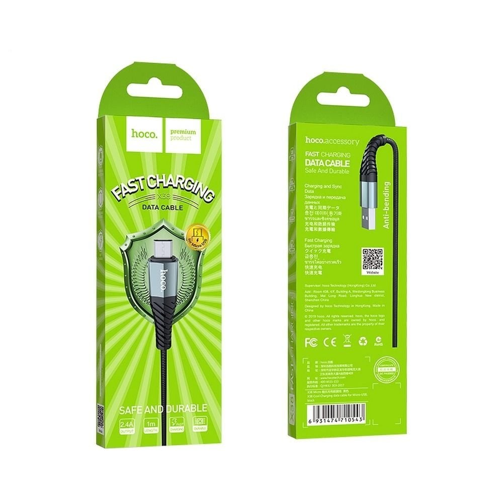 HOCO X38 καλώδιο USB A σε Micro USB 1m μαύρο - Image 2