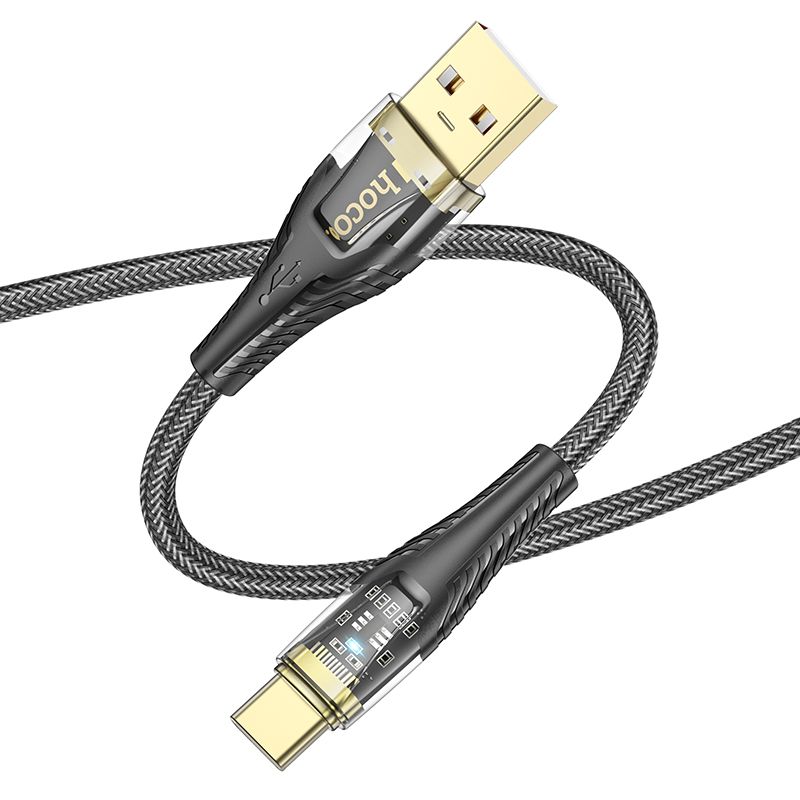 Καλώδιο USB-A σε USB-C Hoco 2,4A 1,2m U121 μαύρο διαφανές - Image 5