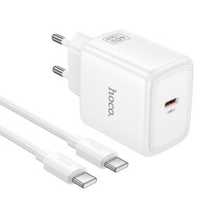Hoco N83 GaN Φορτιστής Τοίχου USB-C PD AVS 40W max 60W με Καλώδιο USB-C σε USB-C Λευκό