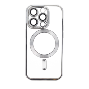 Mag Case Metal Θήκη για iPhone 15 Pro Max 6,7” με Προστασία Κάμερας – Silver Open Ring