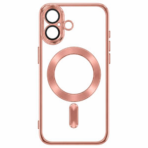 Mag Case Magnetic Θήκη Σιλικόνης για iPhone 16 Plus με Προστασία Κάμερας – RoseGold Open Ring