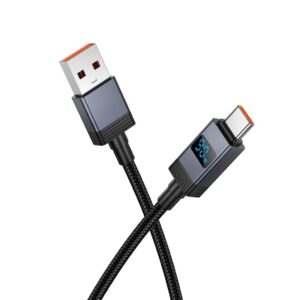 Καλώδιο USB-A σε USB-C Hoco 5A με οθόνη 1μ X118 μαύρο