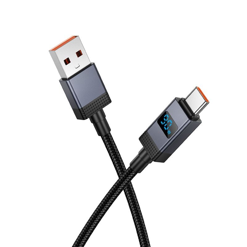 Καλώδιο USB-A σε USB-C Hoco 5A με οθόνη 1μ X118 μαύρο