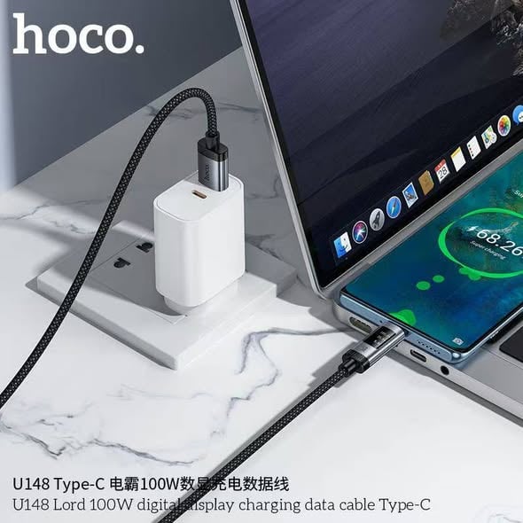 Καλώδιο Data USB-A σε USB-C με ψηφιακή οθόνη Hoco PD 6A 100W 1,2m U148 μαύρο - Image 7