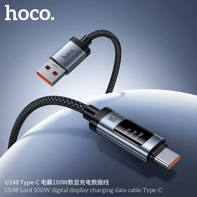 Καλώδιο Data USB-A σε USB-C με ψηφιακή οθόνη Hoco PD 6A 100W 1,2m U148 μαύρο - Image 6