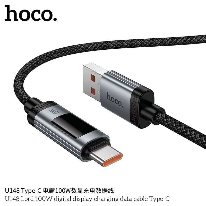 Καλώδιο Data USB-A σε USB-C με ψηφιακή οθόνη Hoco PD 6A 100W 1,2m U148 μαύρο - Image 5