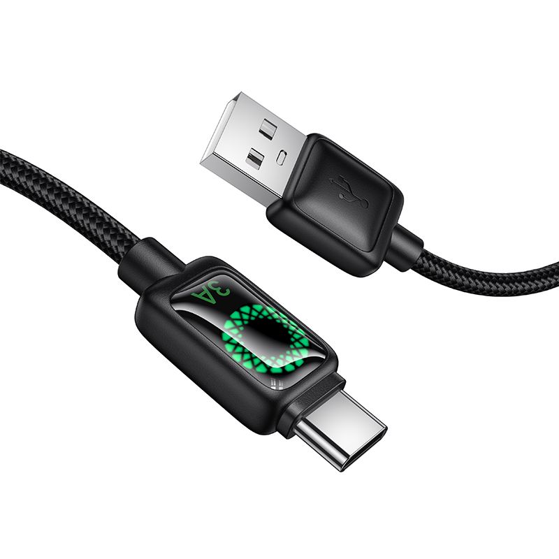 Καλώδιο USB-A σε USB-C Hoco 3A 1,2m με Οθόνη Έντασης Ρεύματος U146 Μαύρο - Image 4