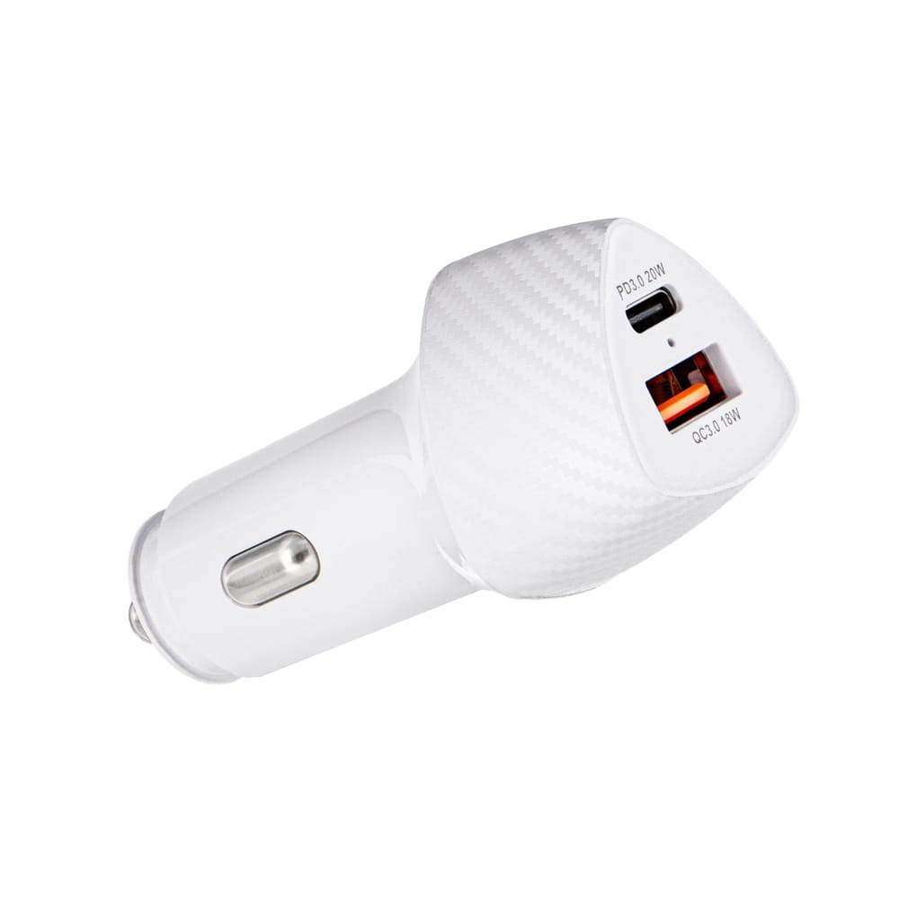 Φορτιστής Αυτοκινήτου Forcell F-Energy Carbon USB-C + USB-A QC3.0 PD 3A 38W CC50-1A1C Λευκό - Image 3