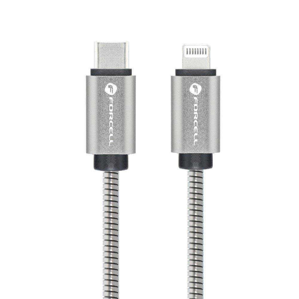 FORCELL F-ENERGY Metal C238 καλώδιο Type C σε Lightning PD 3A 27W 1m ασημί