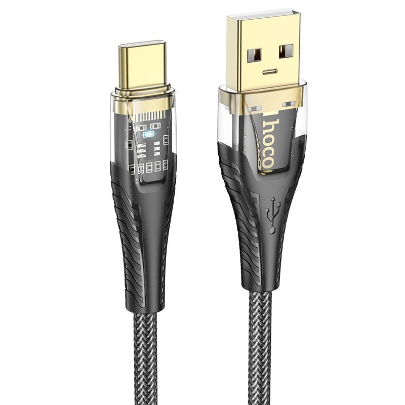 Καλώδιο USB-A σε USB-C Hoco 2,4A 1,2m U121 μαύρο διαφανές