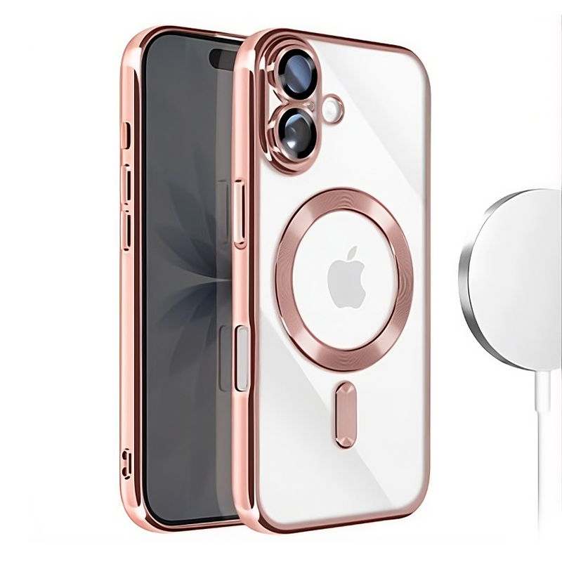 Mag Case Magnetic Θήκη Σιλικόνης για iPhone 16 Plus με Προστασία Κάμερας – RoseGold Open Ring - Image 3