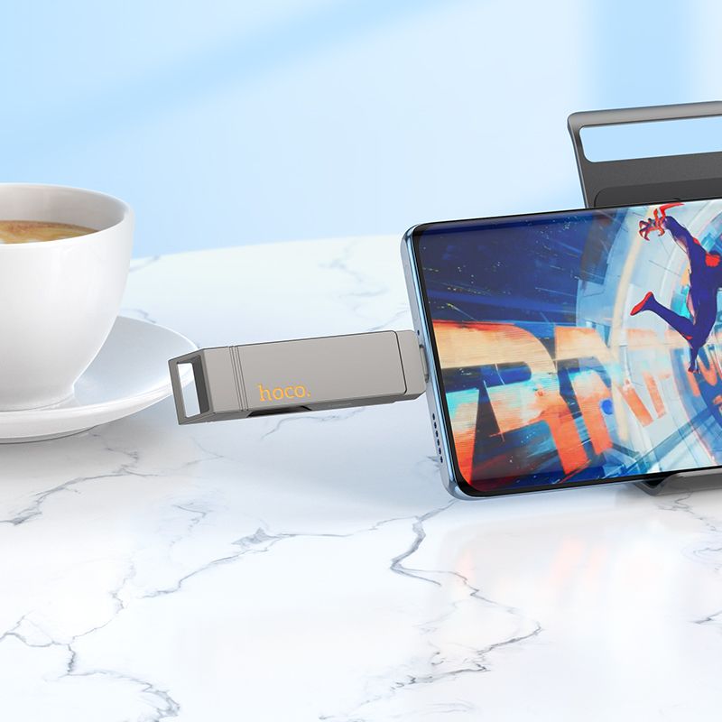 Pendrive 128GB USB 3.2 (USB-A + USB-C) Hoco UD15 γκρι - Image 7