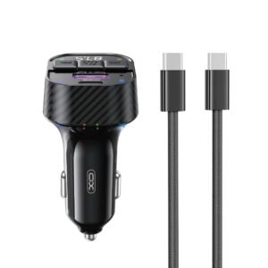 XO transmitter FM BCC17 Bluetooth MP3 φορτιστής αυτοκινήτου 30W μαύρο + καλώδιο USB-C – USB-C