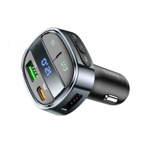 Φορτιστής Αυτοκινήτου Hoco USB-A + USB-C PD QC 3.0 5A 30W με Ψηφιακή Οθόνη & Πομπό FM BT E70 Obsidian Black