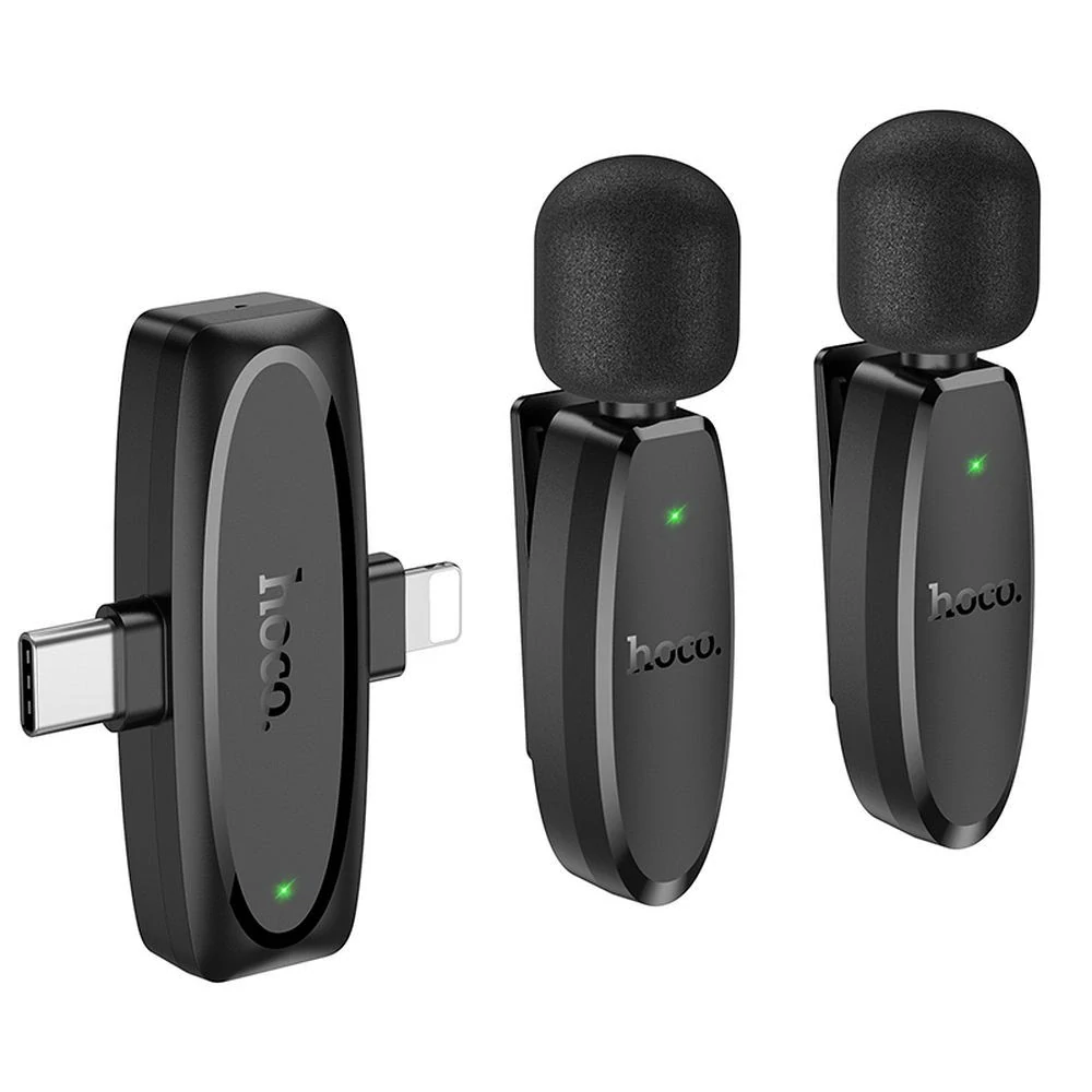 Ασύρματο Μικρόφωνο Hoco L15, USB-C / Lightning, 2-Pack, Μαύρο