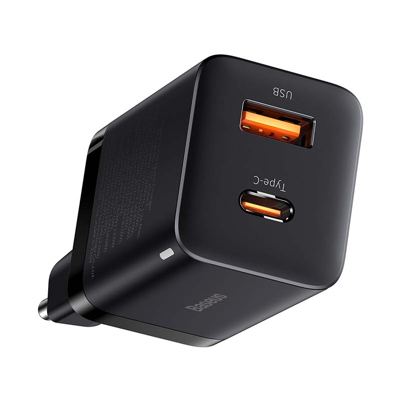 BASEUS 220V 30W, 1x USB-A + 1x USB-C, Super Si Pro (black) – CCSUPP-E01