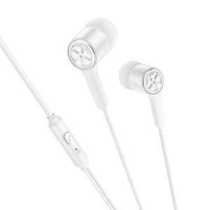 HOCO ακουστικά με καλώδιο Jack 3,5mm και μικρόφωνο M104 λευκά