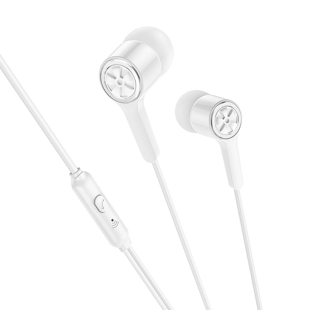 HOCO ακουστικά με καλώδιο Jack 3,5mm και μικρόφωνο M104 λευκά