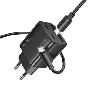 HOCO N52 φορτιστής τοίχου USB-A + Type-C με καλώδιο Type C σε Lightning PD QC3.0 3A 20W μαύρος