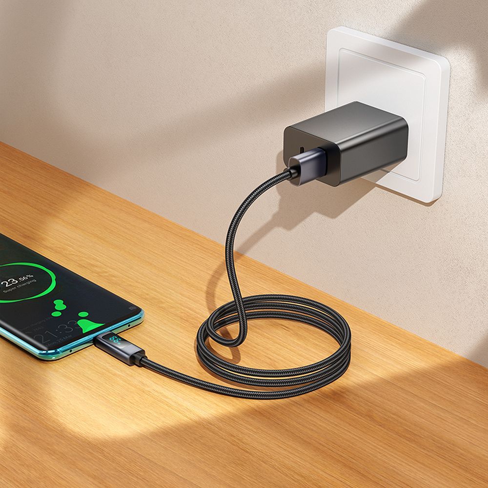 Καλώδιο USB-A σε USB-C Hoco 5A με οθόνη 1m X112 μαύρο - Image 9