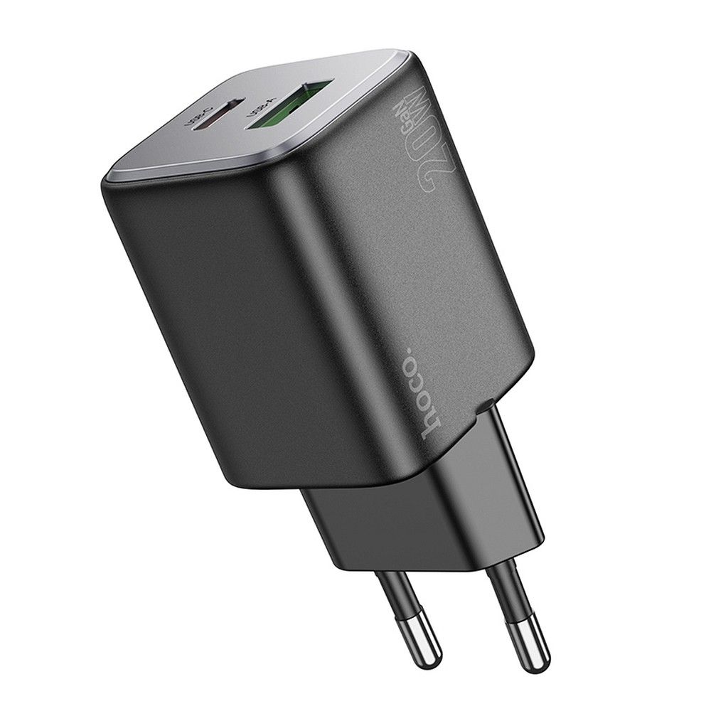 Φορτιστής Hoco N41 USB-A + USB-C QC3.0 PD 3A 20W Μαύρος - Image 4