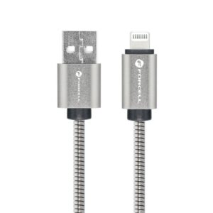 FORCELL F-ENERGY Metal C236 καλώδιο USB-A σε Lightning 2,4A 12W 1m ασημί