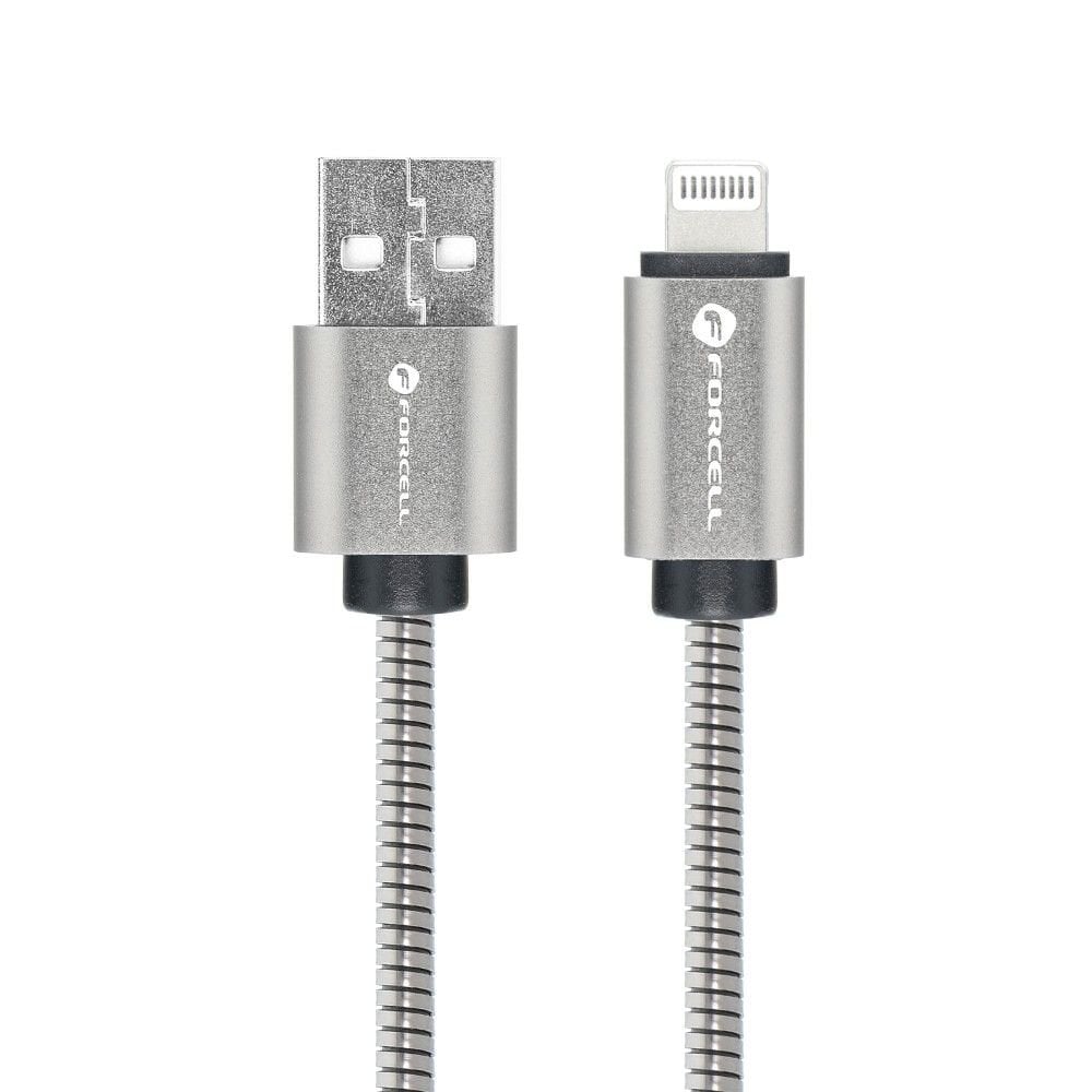 FORCELL F-ENERGY Metal C236 καλώδιο USB-A σε Lightning 2,4A 12W 1m ασημί