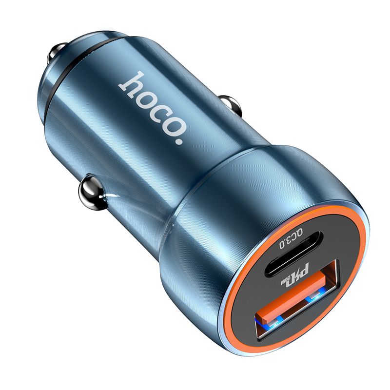 Φορτιστής αυτοκινήτου Hoco USB A + USB C PD QC3.0 3A 20W Z46A sapphire blue - Image 4
