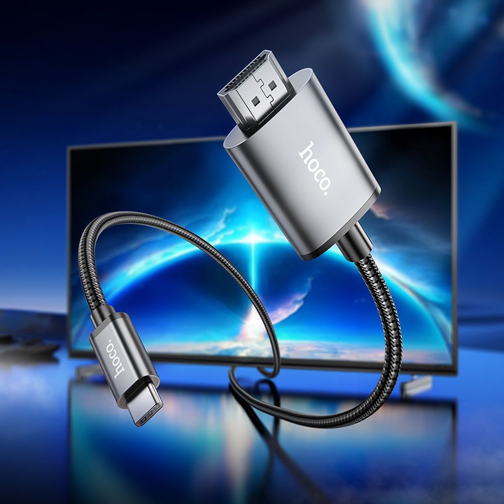 Cable USB C to HDMI Hoco 4K 30Hz 2m UA27 metal gray - Image 10