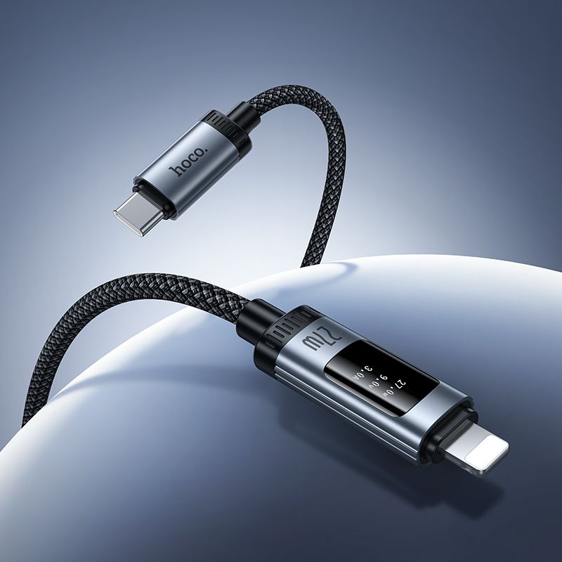 Καλώδιο Data USB-C σε Lightning με ψηφιακή οθόνη Hoco PD 27W 1,2m U148 μαύρο - Image 6