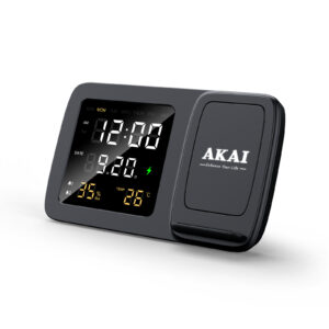 Akai ACRW-3500 – Ασύρματος Φορτιστής Qi έως 15W με Διπλό Ξυπνητήρι, LED Οθόνη & Αισθητήρες Θερμοκρασίας/Υγρασίας