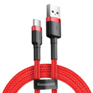 BASEUS Cable USB-A – Type-C, 2m, 2A, Cafule, CATKLF-C09 red