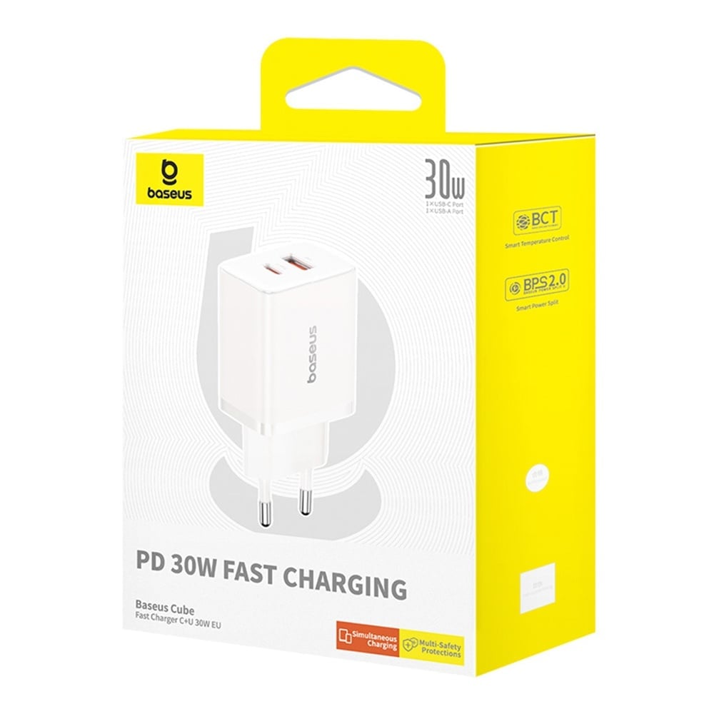 BASEUS 220V 30W, USB-A + USB-C, Cube Pro white – P10111404213-00 - Image 2