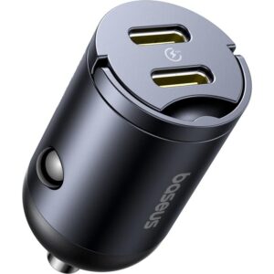 Baseus Mini Tiny Star 2x USB-C PD φορτιστής αυτοκινήτου 1x USB-C – USB-C θύρα 30W μαύρος