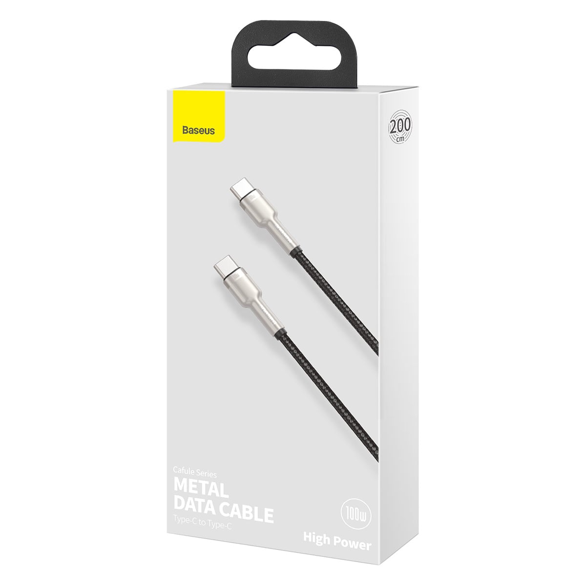 BASEUS Cable Type-C – Type-C, 1m, 100W, Cafule Metal (black) – CATJK-C01 - Image 2