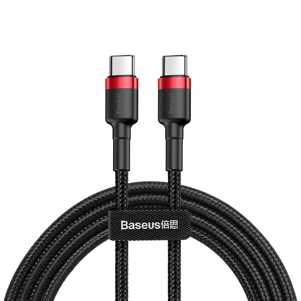 BASEUS Cable Type-C – Type-C, 1m, 60W, Cafule (black + red) – CATKLF-G91