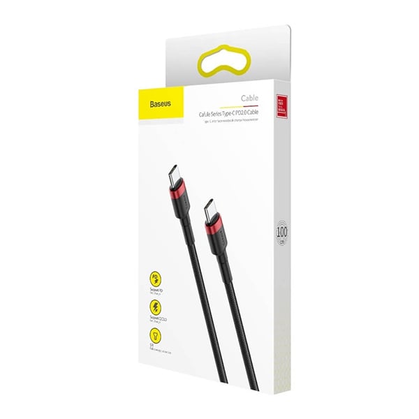 BASEUS Cable Type-C – Type-C, 1m, 60W, Cafule (black + red) – CATKLF-G91 - Image 2
