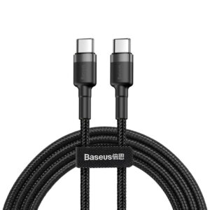 BASEUS Cable Type-C – Type-C, 1 m, 60W, 3A, CAFULE, CATKLF-GG1 black+gray